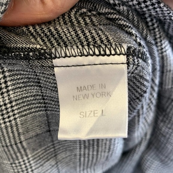 Petersyn Grey Plaid Collared Long Sleeve Ruffle Carter Dress Size L - Picture 10 of 11